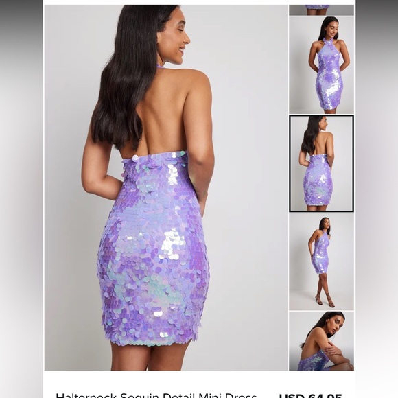 Halter sequin detail mini dress - Picture 2 of 6